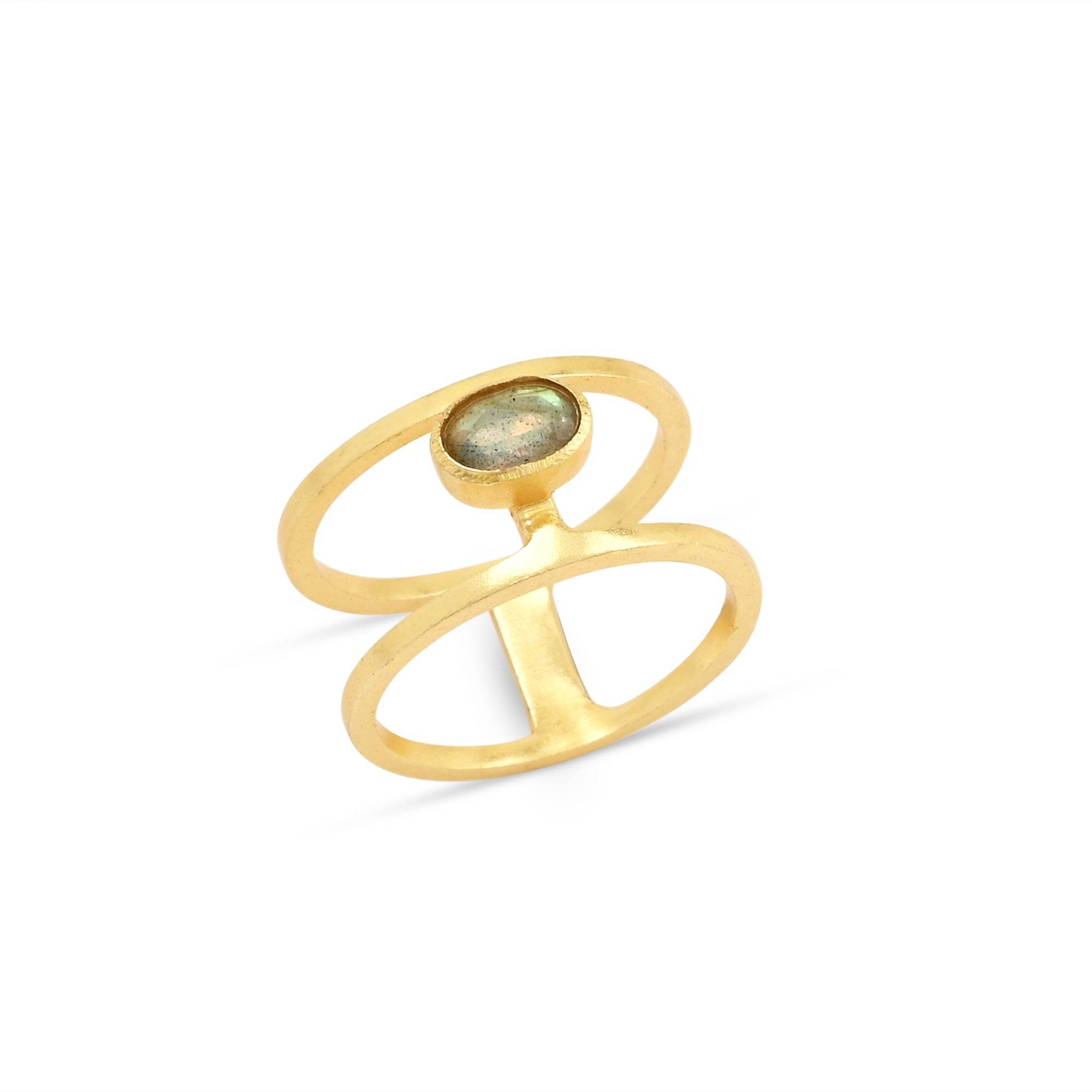 Labradorite Gemstone Dual Band Rings - La Vitá Jewels