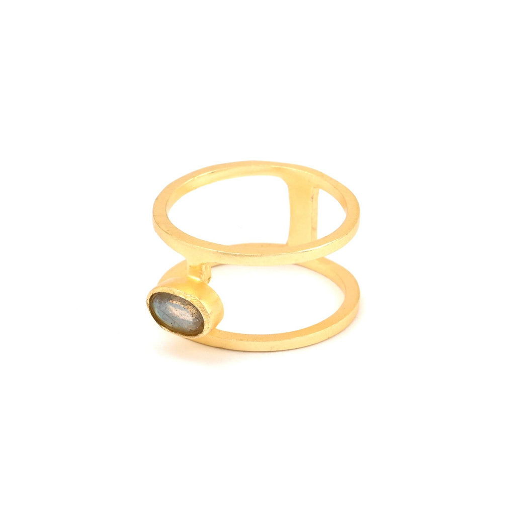 Labradorite Gemstone Dual Band Rings - La Vitá Jewels