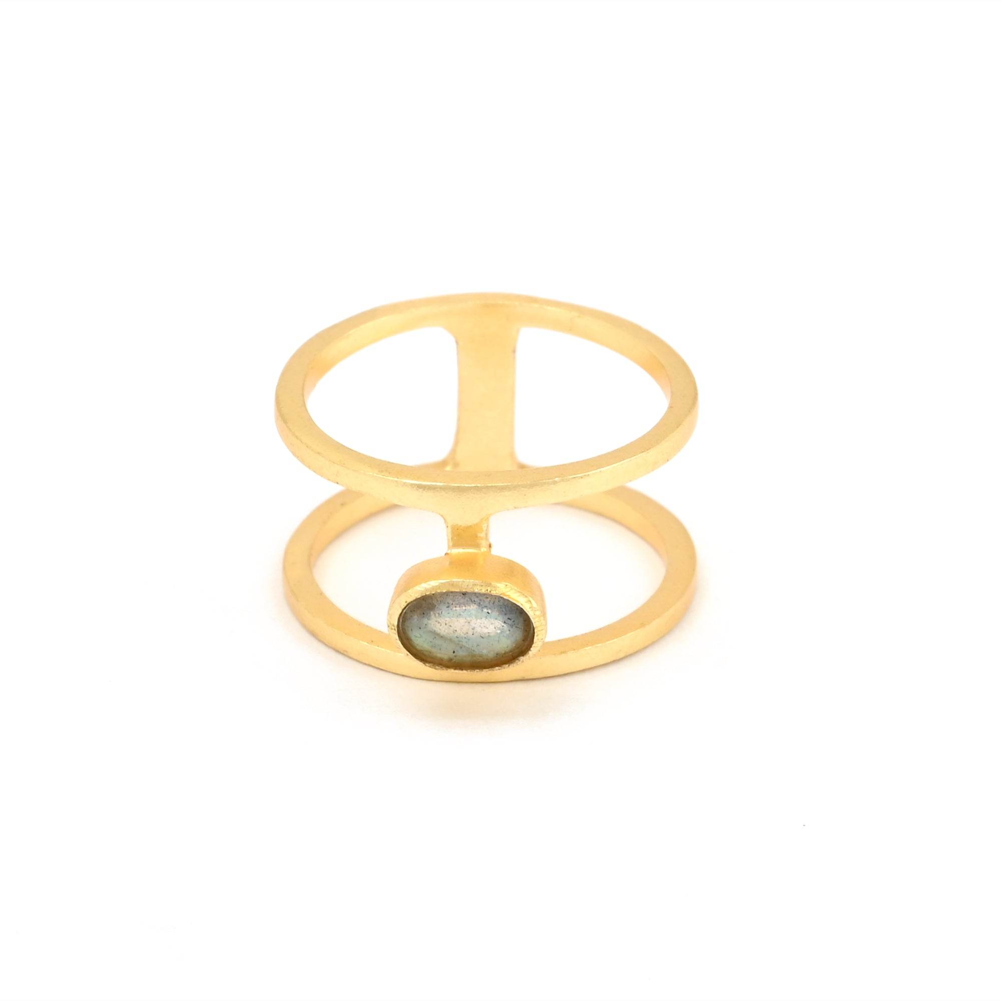 Labradorite Gemstone Dual Band Rings - La Vitá Jewels