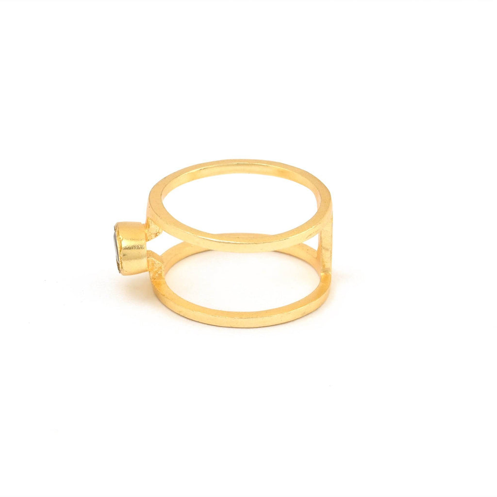 Labradorite Gemstone Dual Band Rings - La Vitá Jewels
