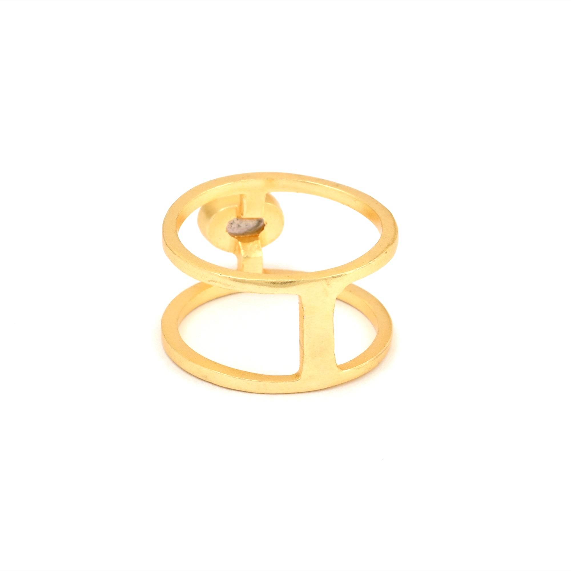 Labradorite Gemstone Dual Band Rings - La Vitá Jewels