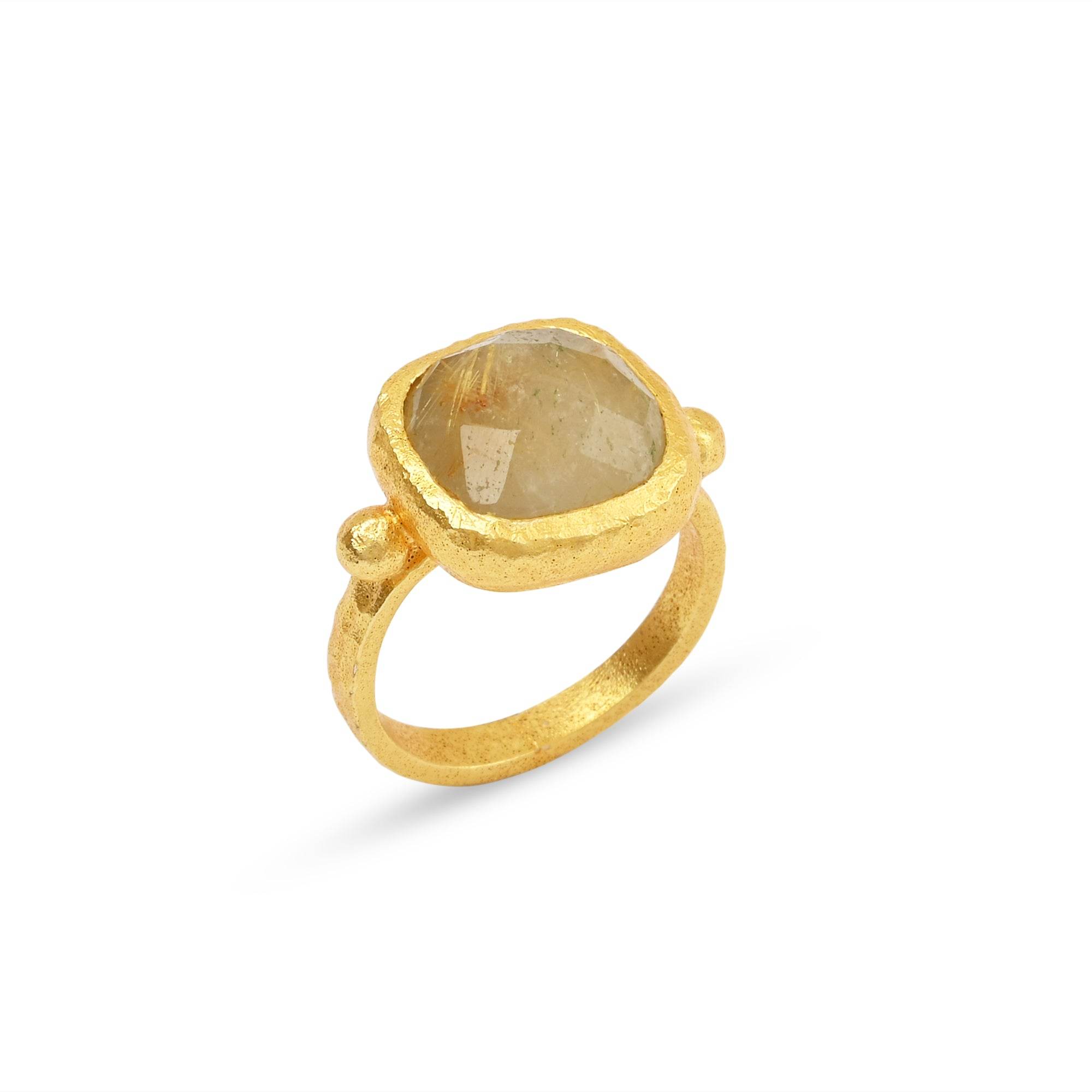 Hammered Square Shaped Ring - La Vitá Jewels