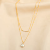 Fresh Pearl Stone Dual Layer Necklaces