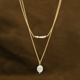 Fresh Pearl Stone Dual Layer Necklaces