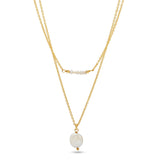 Fresh Pearl Stone Dual Layer Necklaces
