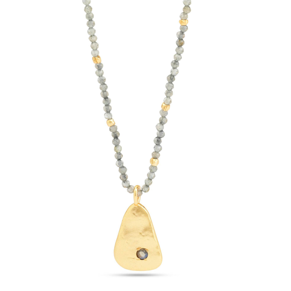 Metal Disc with Labradorite Beads Necklaces - La Vitá Jewels