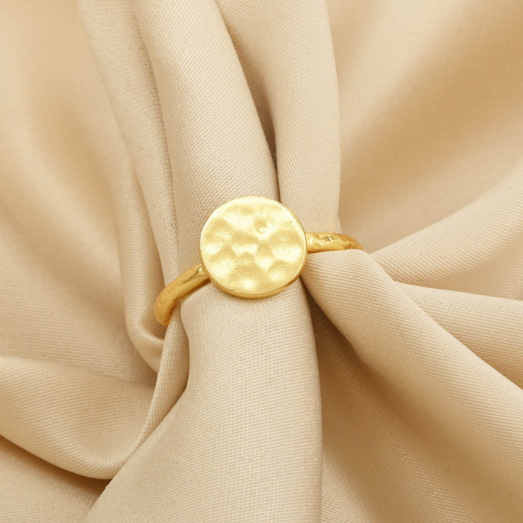 Round Disc Hammered Minimalist Rings - La Vitá Jewels