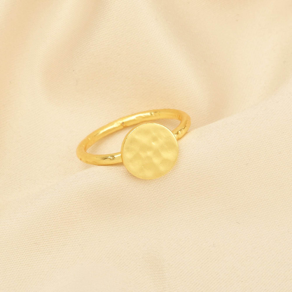 Round Disc Hammered Minimalist Rings - La Vitá Jewels