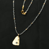 Metal Disc with Labradorite Beads Necklaces