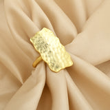 Rectangle Shaped Hammered Adjustable Rings