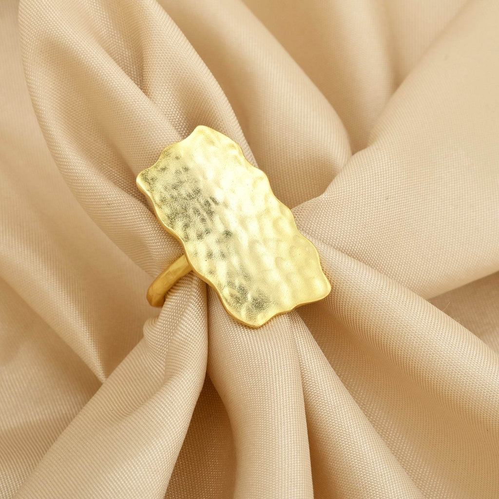 Rectangle Shaped Hammered Adjustable Rings - La Vitá Jewels