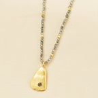 Metal Disc with Labradorite Beads Necklaces - La Vitá Jewels