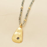 Metal Disc with Labradorite Beads Necklaces