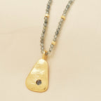 Metal Disc with Labradorite Beads Necklaces - La Vitá Jewels