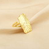 Rectangle Shaped Hammered Adjustable Rings