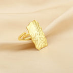 Rectangle Shaped Hammered Adjustable Rings - La Vitá Jewels