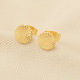 Round Disc Texture Stud Earrings