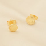 Round Disc Texture Stud Earrings