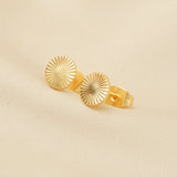 Round Disc Texture Stud Earrings