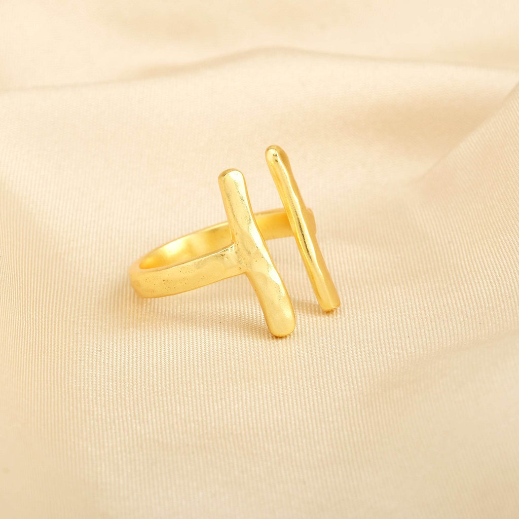 Hammered Open Cuff Adjustable Ring - La Vitá Jewels