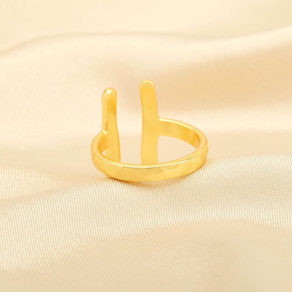 Hammered Open Cuff Adjustable Ring - La Vitá Jewels