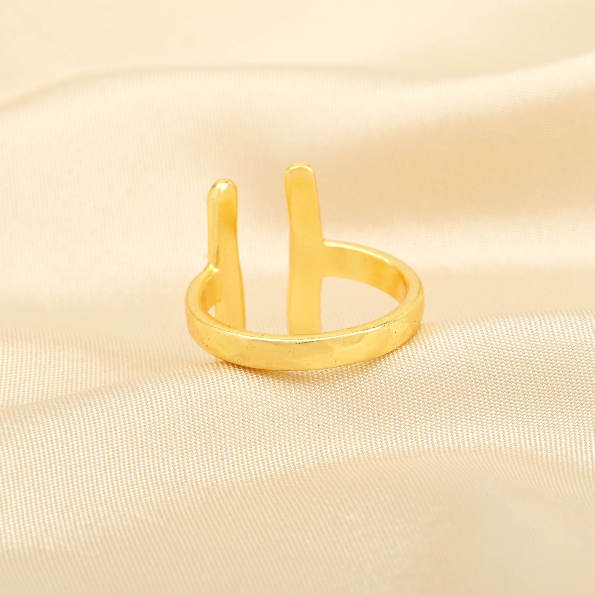 Hammered Open Cuff Adjustable Ring - La Vitá Jewels