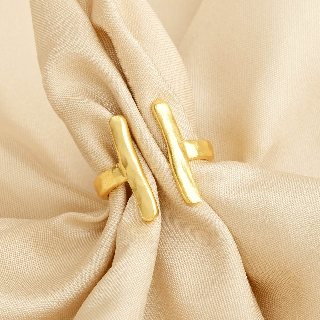 Hammered Open Cuff Adjustable Ring - La Vitá Jewels