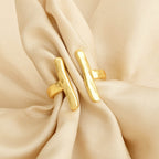 Hammered Open Cuff Adjustable Ring - La Vitá Jewels