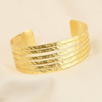 Gold Hammered Adjustable Cuff Bangles - La Vitá Jewels