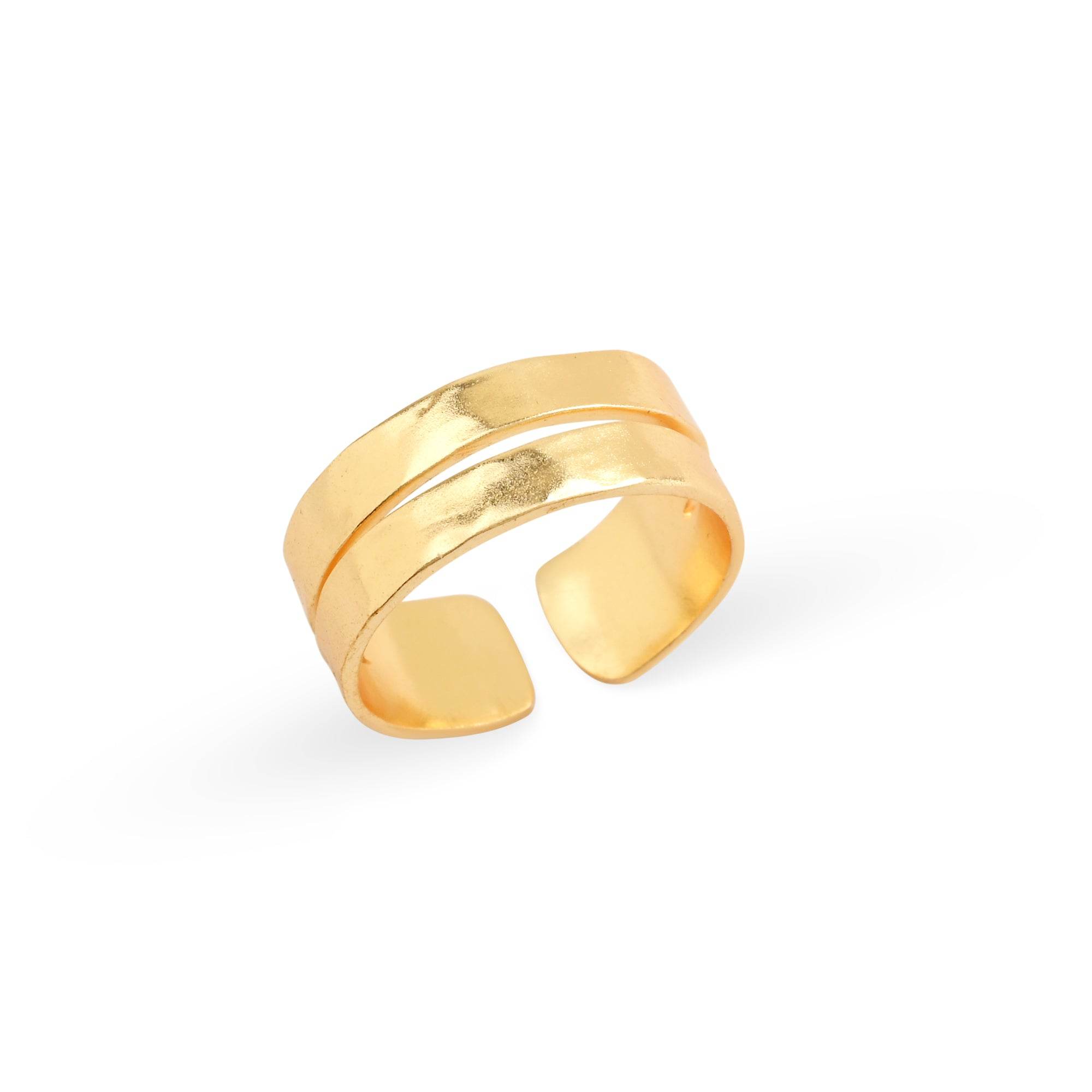 Gold Hammered Double Band Ring - La Vitá Jewels