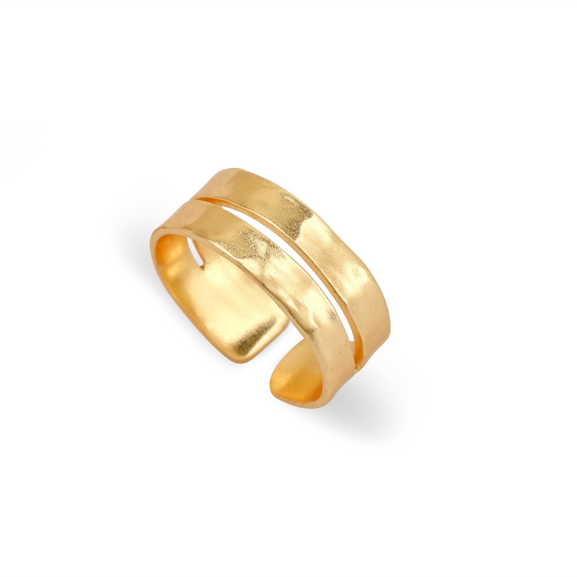 Gold Hammered Double Band Ring - La Vitá Jewels