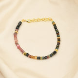 Brass Gold Plated Multi Tourmaline Beads Bracelets