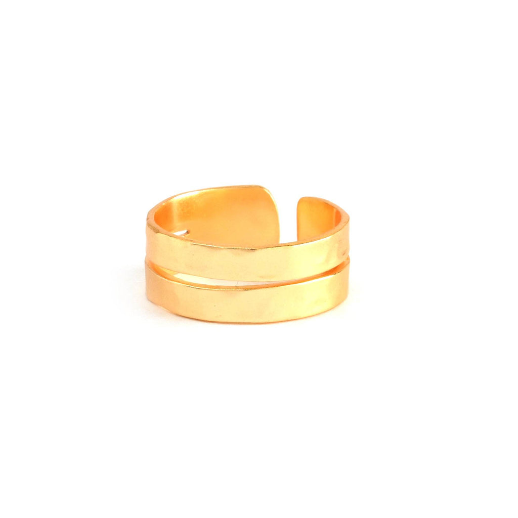 Gold Hammered Double Band Ring - La Vitá Jewels