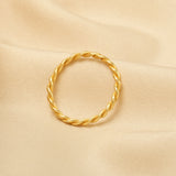 Golden Twisted Spiral Band Rings