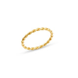 Golden Twisted Spiral Band Rings