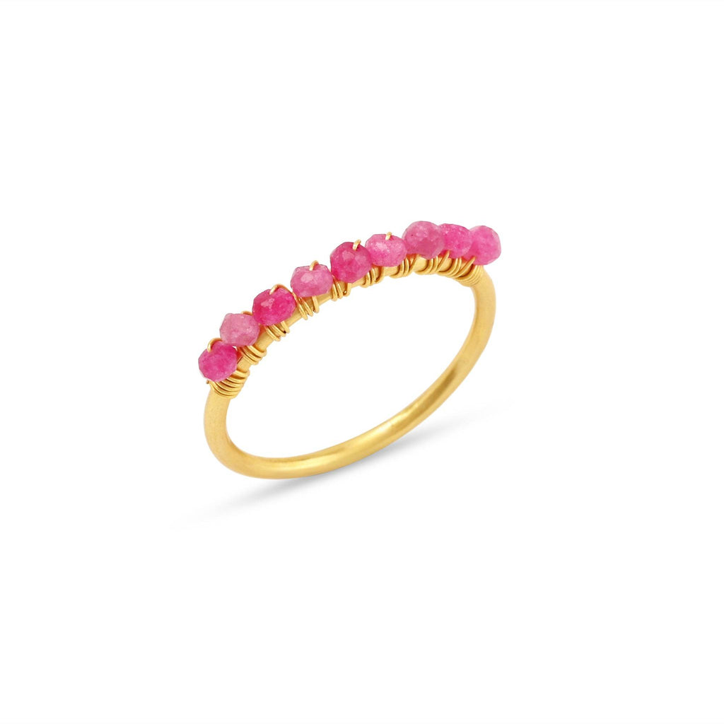 Labradorite, Citrine, Pyrite and Ruby Beaded Rings - La Vitá Jewels