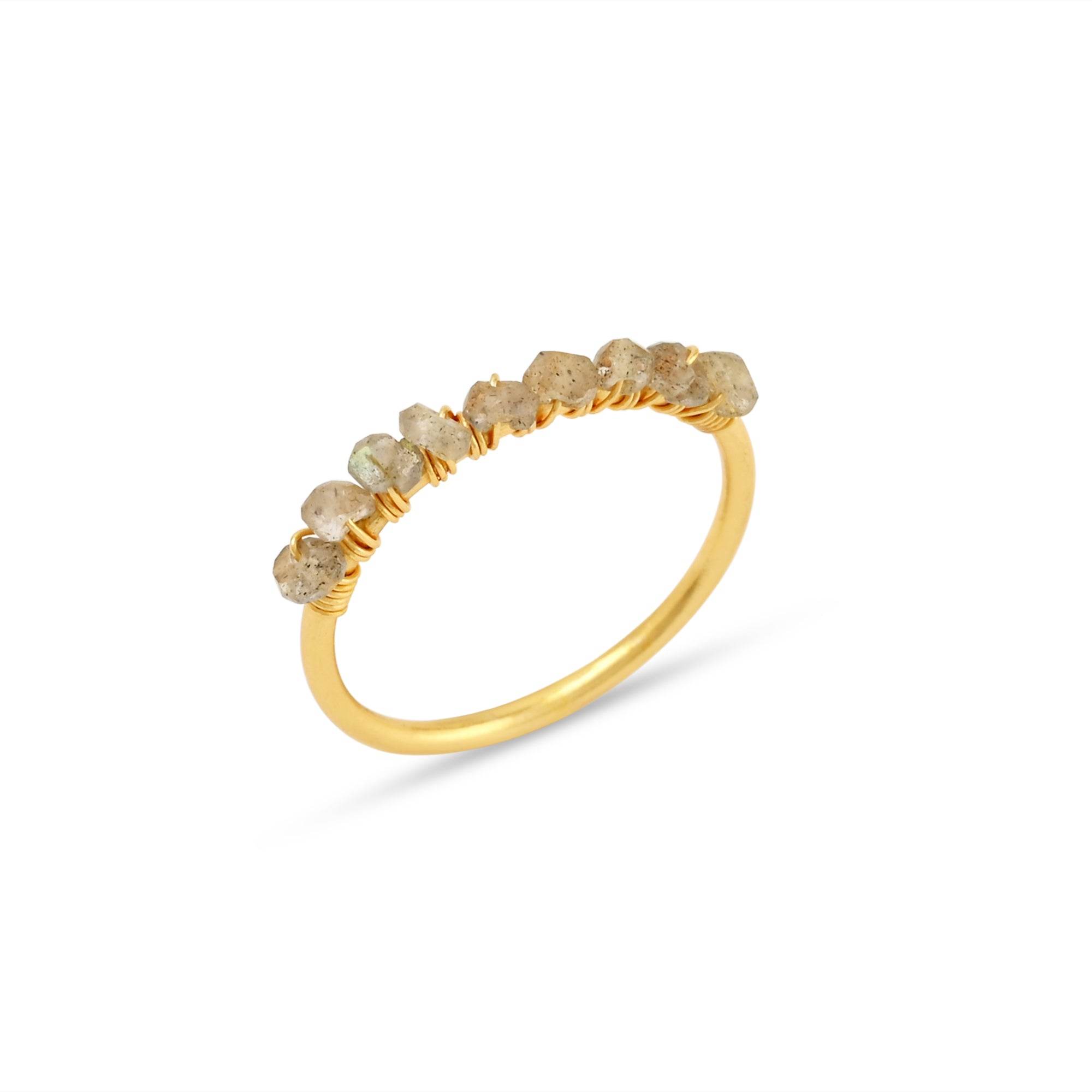 Labradorite, Citrine, Pyrite and Ruby Beaded Rings - La Vitá Jewels