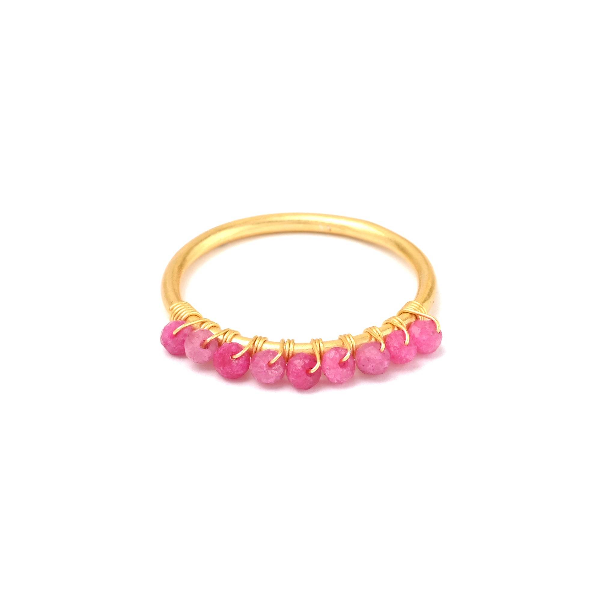 Labradorite, Citrine, Pyrite and Ruby Beaded Rings - La Vitá Jewels