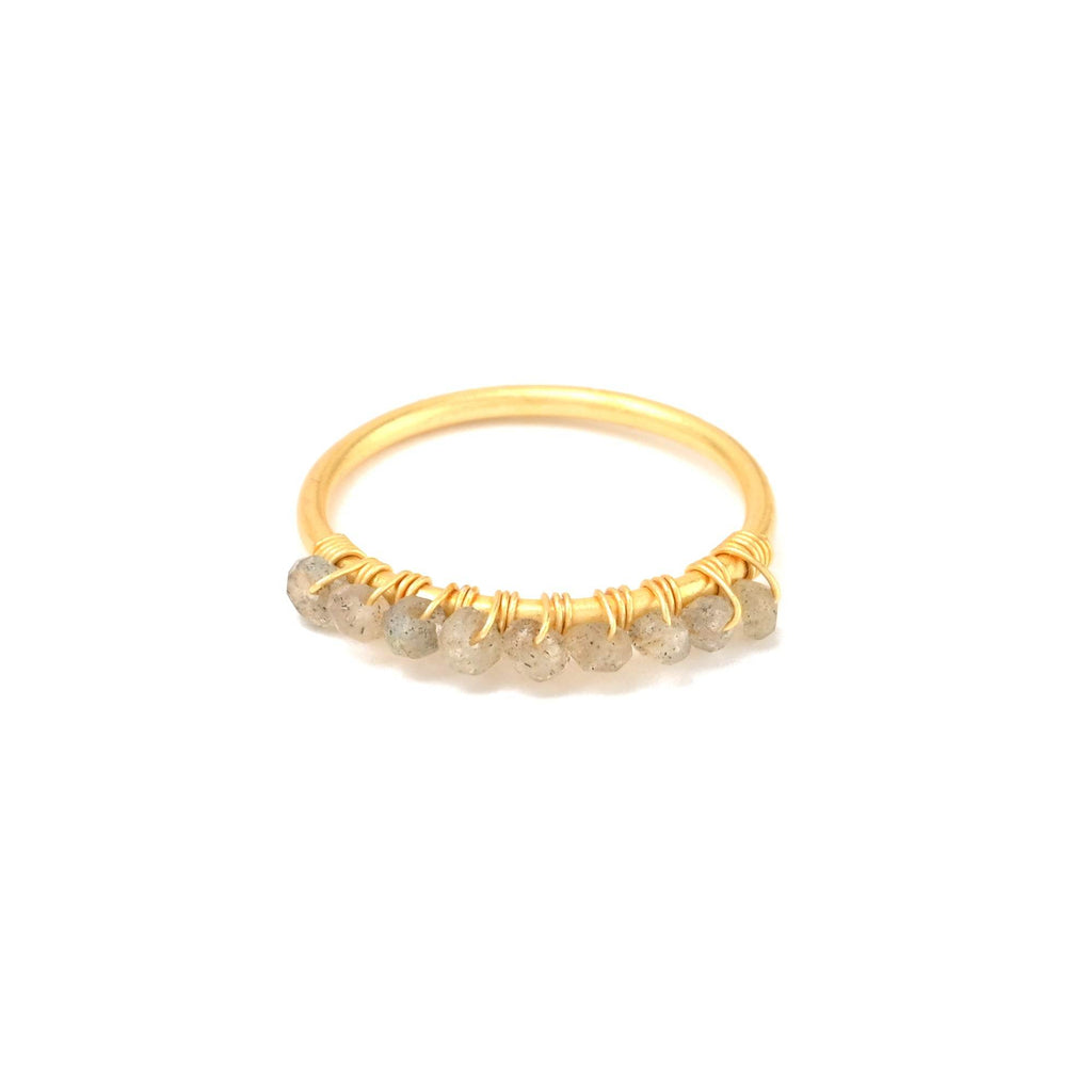 Labradorite, Citrine, Pyrite and Ruby Beaded Rings - La Vitá Jewels