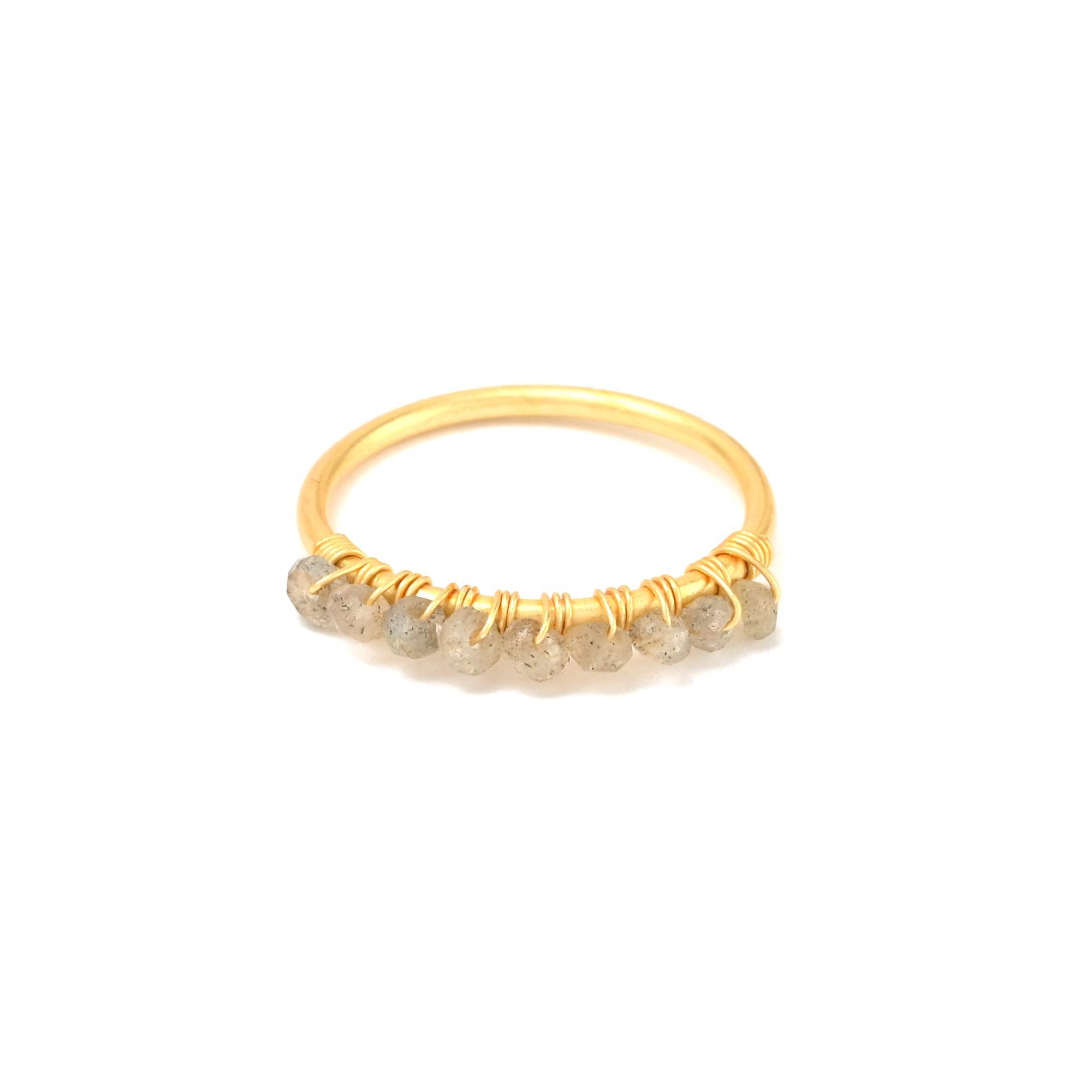 Labradorite, Citrine, Pyrite and Ruby Beaded Rings - La Vitá Jewels
