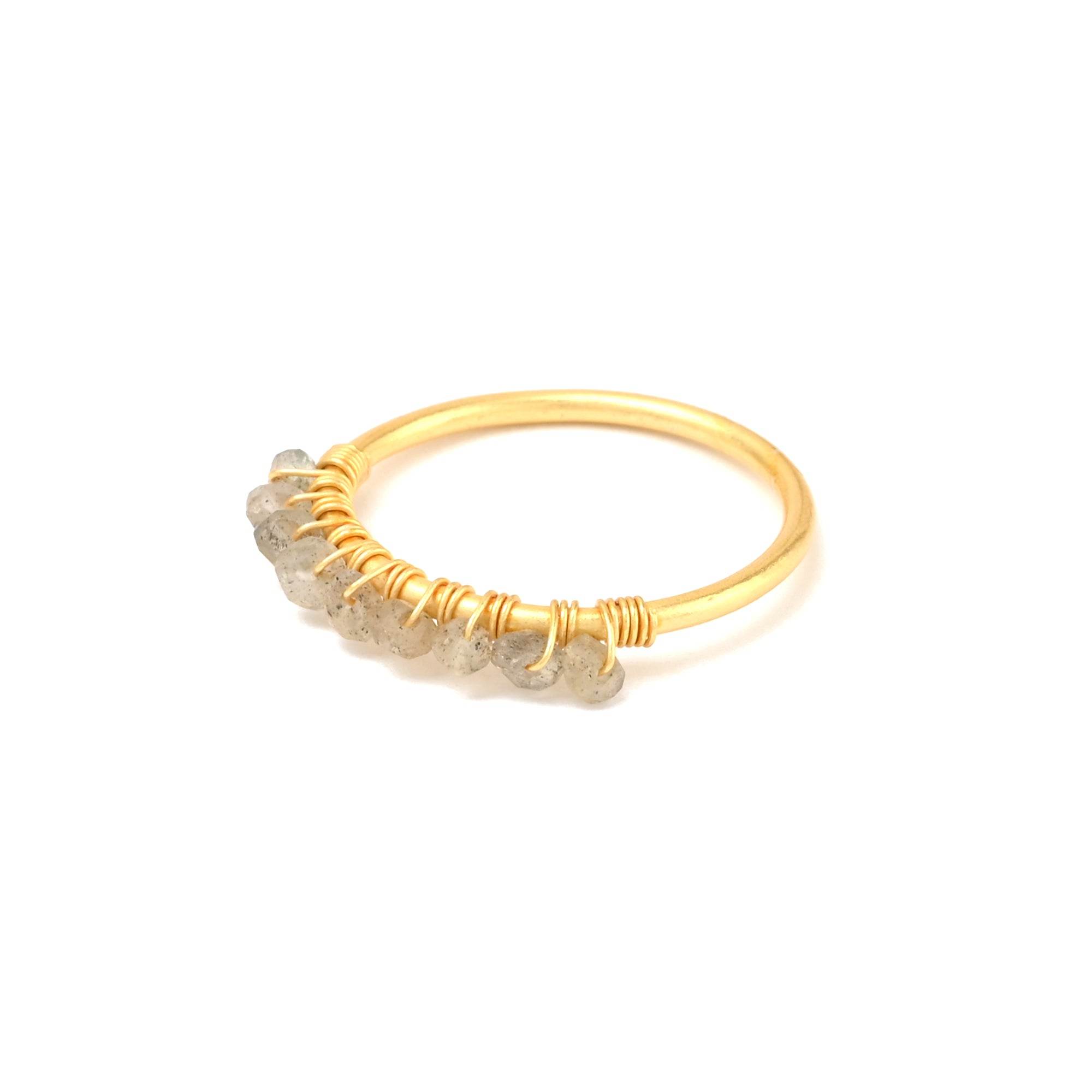 Labradorite, Citrine, Pyrite and Ruby Beaded Rings - La Vitá Jewels