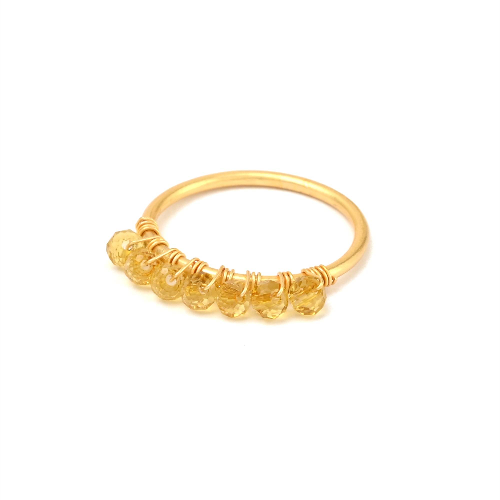 Labradorite, Citrine, Pyrite and Ruby Beaded Rings - La Vitá Jewels
