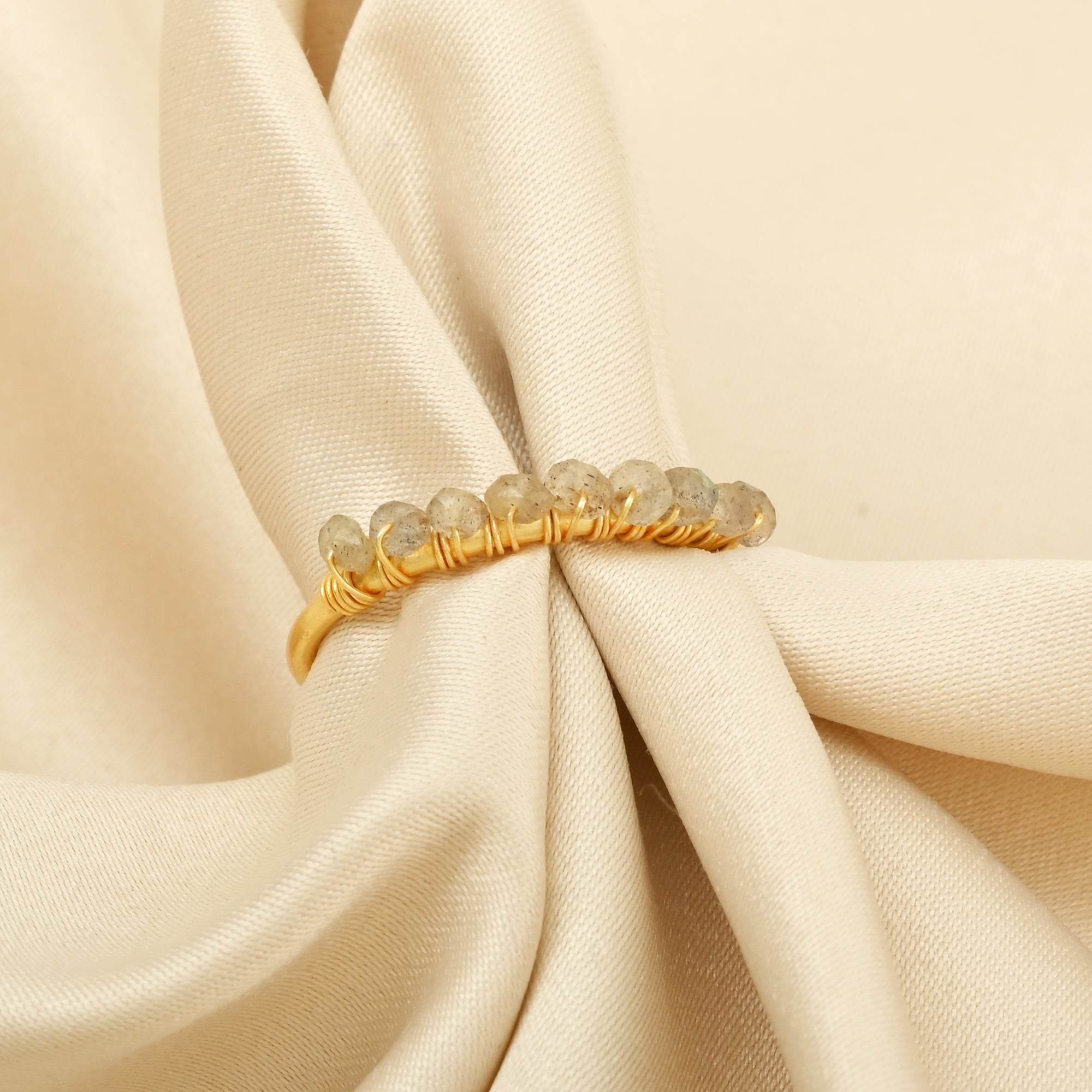 Labradorite, Citrine, Pyrite and Ruby Beaded Rings - La Vitá Jewels