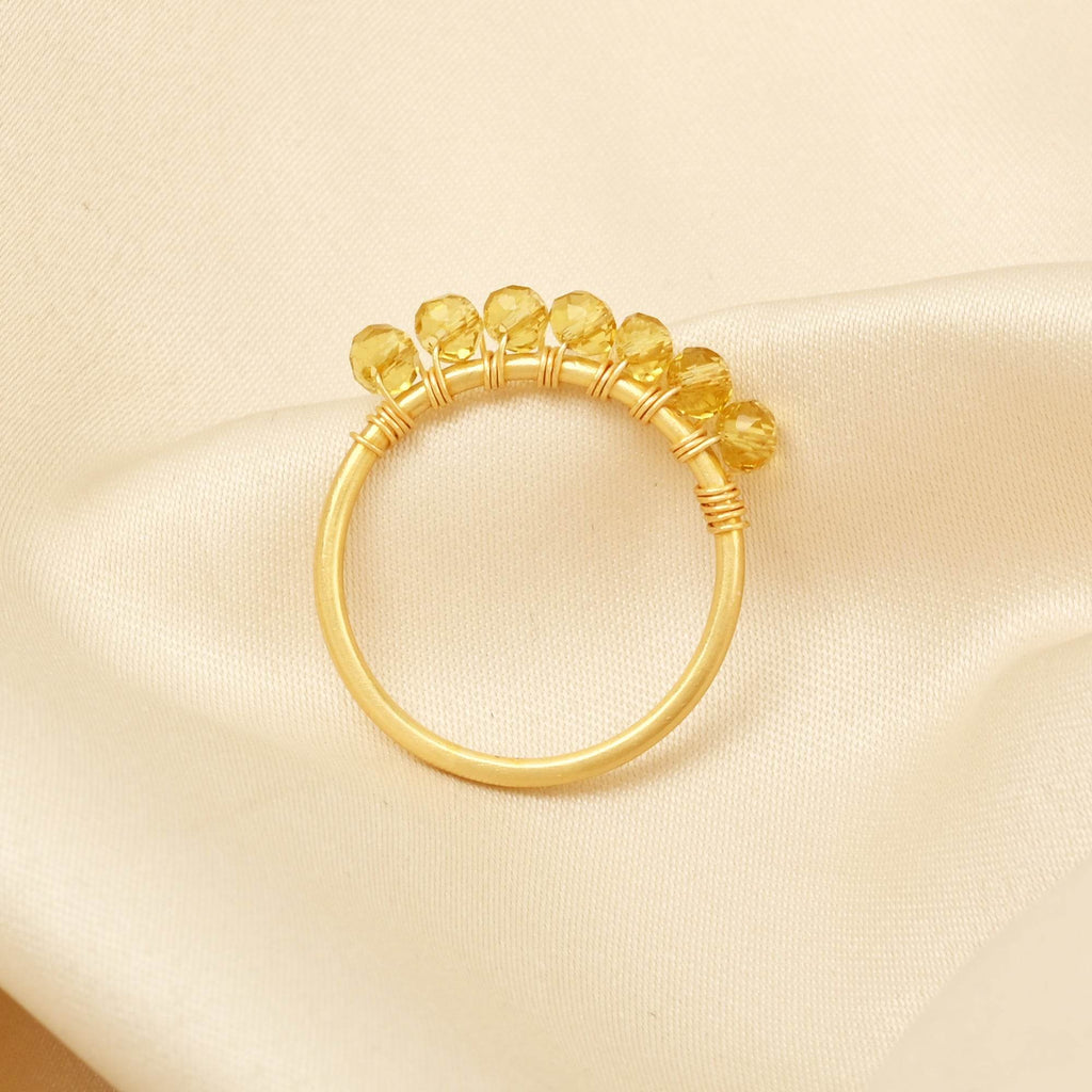 Labradorite, Citrine, Pyrite and Ruby Beaded Rings - La Vitá Jewels