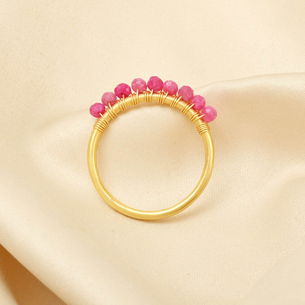 Labradorite, Citrine, Pyrite and Ruby Beaded Rings - La Vitá Jewels