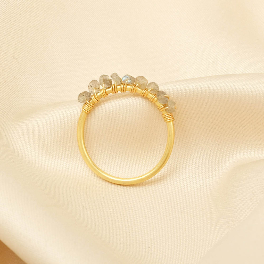 Labradorite, Citrine, Pyrite and Ruby Beaded Rings - La Vitá Jewels