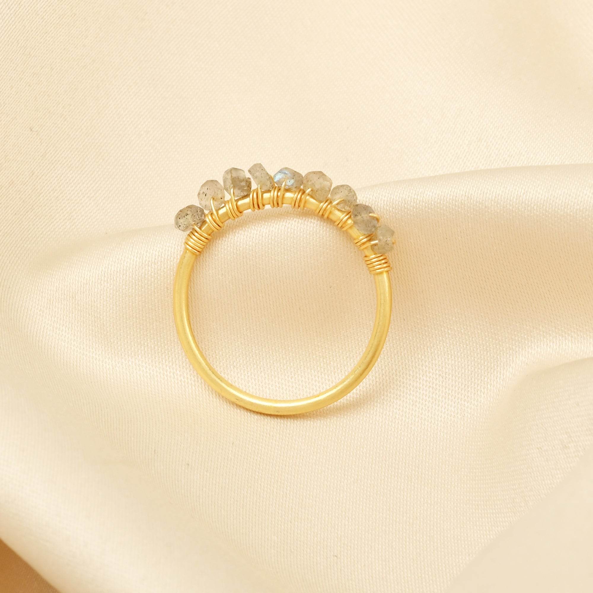 Labradorite, Citrine, Pyrite and Ruby Beaded Rings - La Vitá Jewels