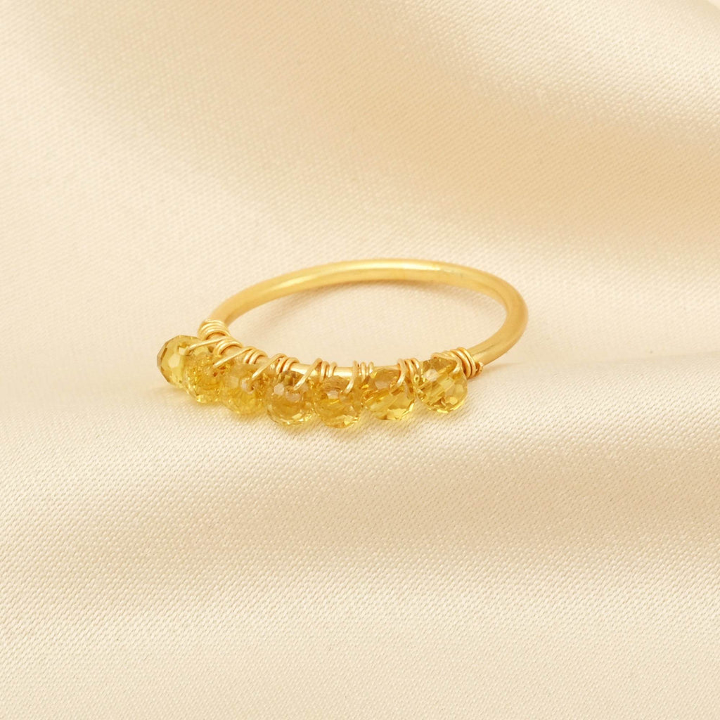 Labradorite, Citrine, Pyrite and Ruby Beaded Rings - La Vitá Jewels