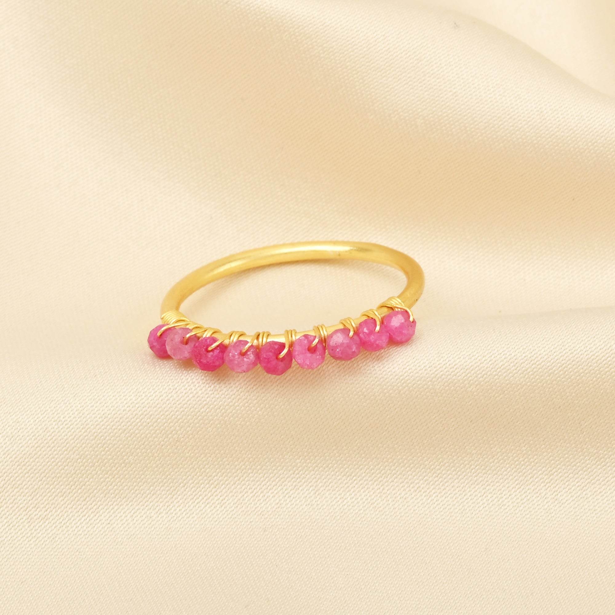 Labradorite, Citrine, Pyrite and Ruby Beaded Rings - La Vitá Jewels