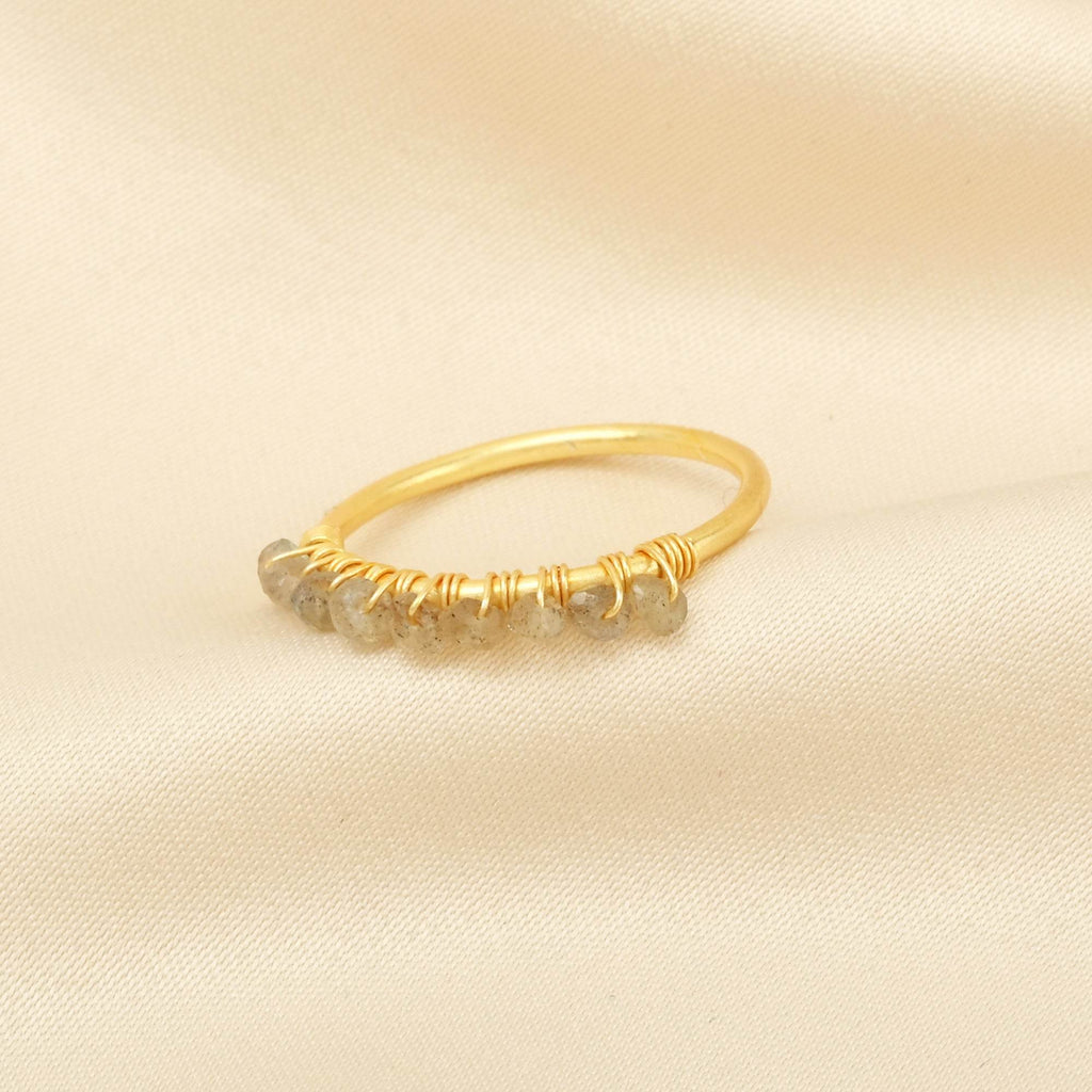 Labradorite, Citrine, Pyrite and Ruby Beaded Rings - La Vitá Jewels